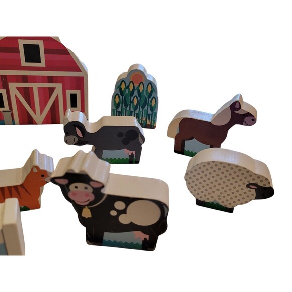 Melissa & Doug Wooden Farm Barn Animals Gate Figures 16 Pieces 4800 - Picture 6 of 8